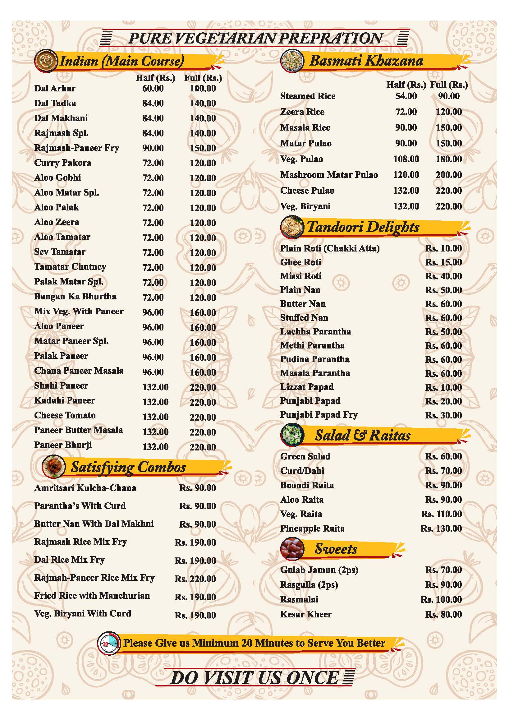 Menus – Pooja Vaishno Dhaba